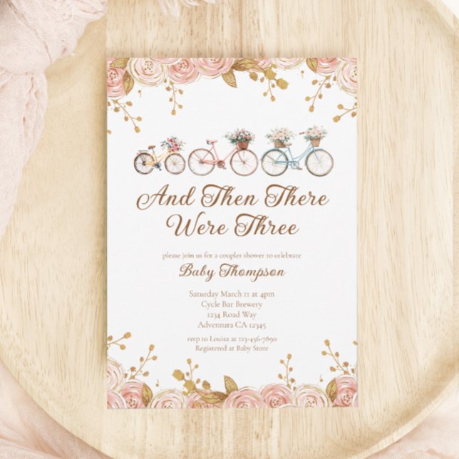 Invitation Whimsical Floral Vintage Vélo Baby shower (Créateur téléchargé)