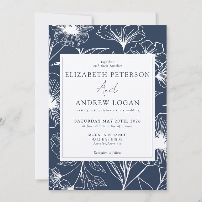Invitation Whimsical Floral Wedding (Devant)