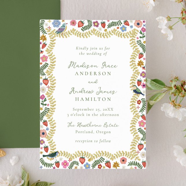 Invitation Whimsical Folk Art Floral Wedding (Créateur téléchargé)