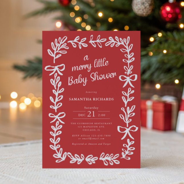 Invitation Whimsical frame and bows Merry little baby shower (Créateur téléchargé)