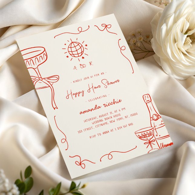 Invitation Whimsical Français amusant main tiré Happy Hour do (Créateur téléchargé)