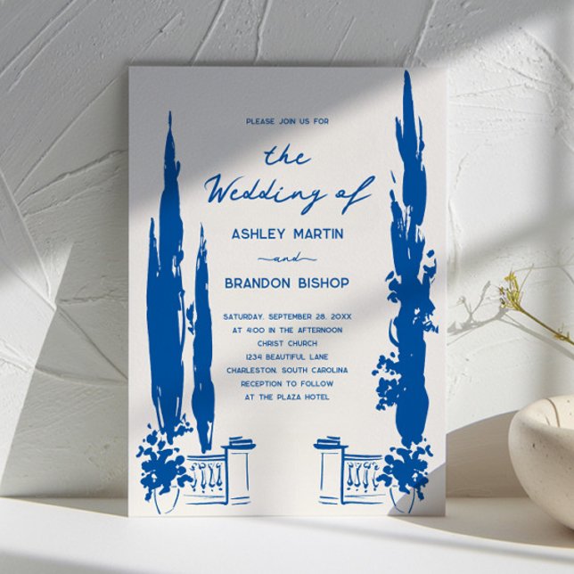 Invitation Whimsical French Blue Garden Pastoral Wedding  (Créateur téléchargé)