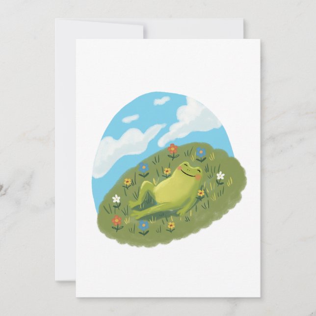 Invitation Whimsical Frog Chilling On The Hill Illustration (Devant)
