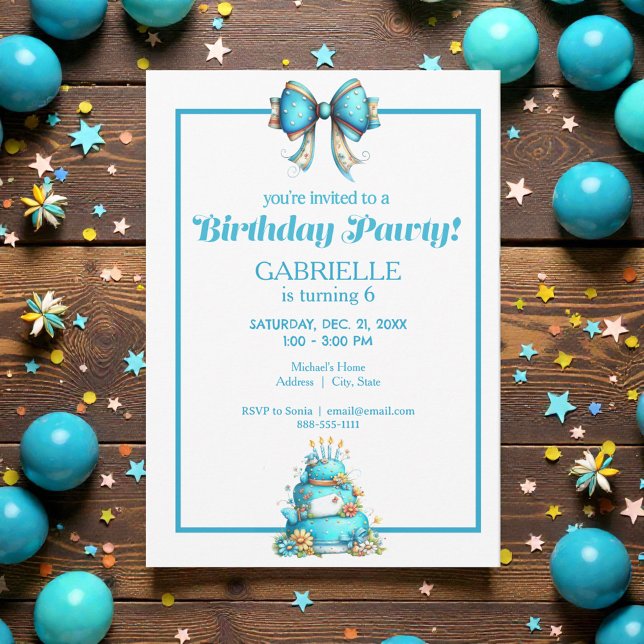 Invitation Whimsical Fun Teal Birthday  (Créateur téléchargé)
