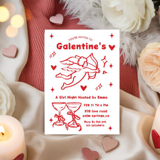 Invitation Whimsical Galentines Valentines girls  Party