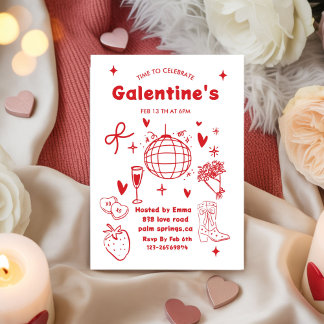 Invitation Whimsical Galentines Valentines girls  Party
