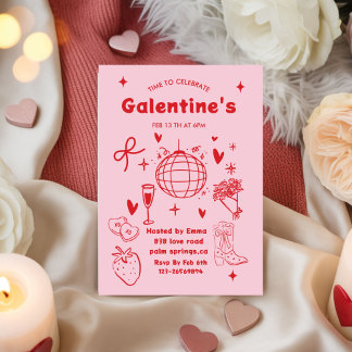 Invitation Whimsical Galentines Valentines girls  Party