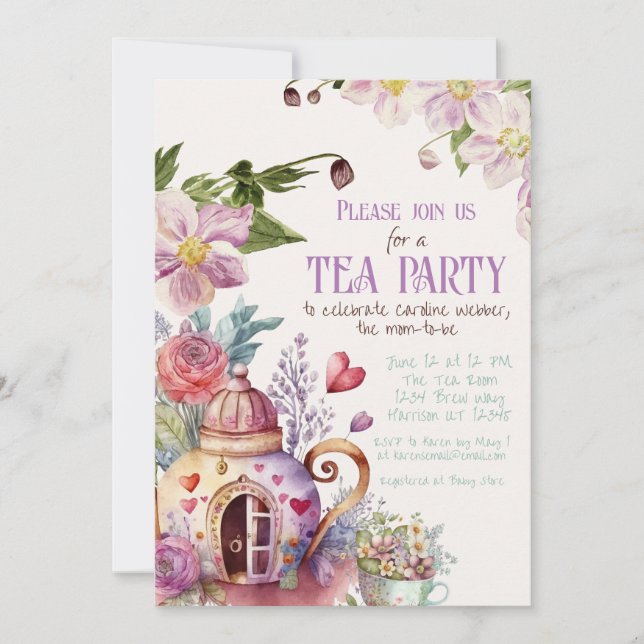 Invitation Whimsical Garden Fairytale Tea Party Douche (Devant)