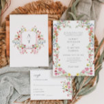 Invitation Whimsical Garden Fleur sauvage Mariage classique<br><div class="desc">Fleur sauvage de jardin lunaire Invitations de mariage de couronne</div>