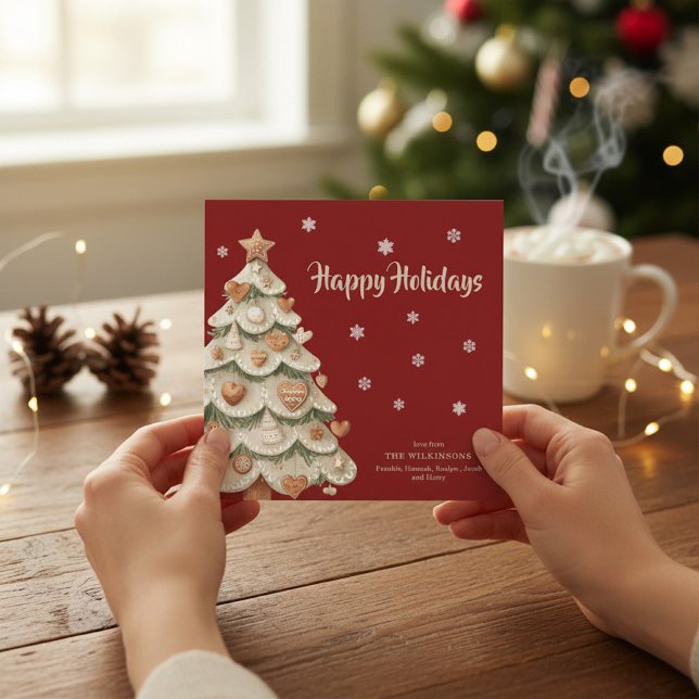 Invitation Whimsical Gingerbread Tree Holiday Greeting Card (Créateur téléchargé)