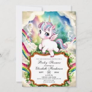 Invitation Whimsical Girl Unicorn Baby shower