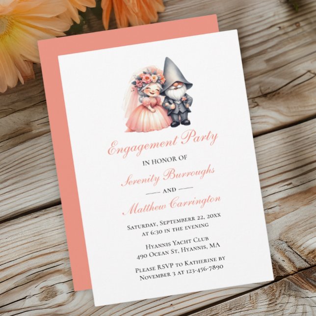 Invitation Whimsical Gnome Engagement Party Rustic Garden (Créateur téléchargé)