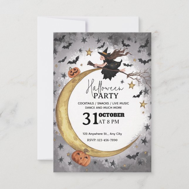Invitation Whimsical Halloween Party - modifiable (Devant)