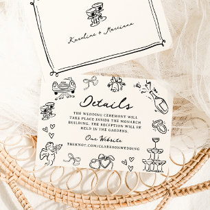 Invitation Whimsical Hand Drake Doodles Détails du Mariage