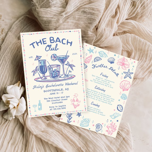 Invitation Whimsical Hand Draktail Bachelorette Week-end (Créateur téléchargé)