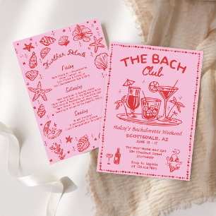 Invitation Whimsical Hand Draktail Bachelorette Week-end
