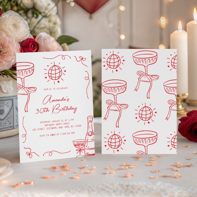 Invitation Whimsical Hand Drawn 30th Birthday Party (Créateur téléchargé)