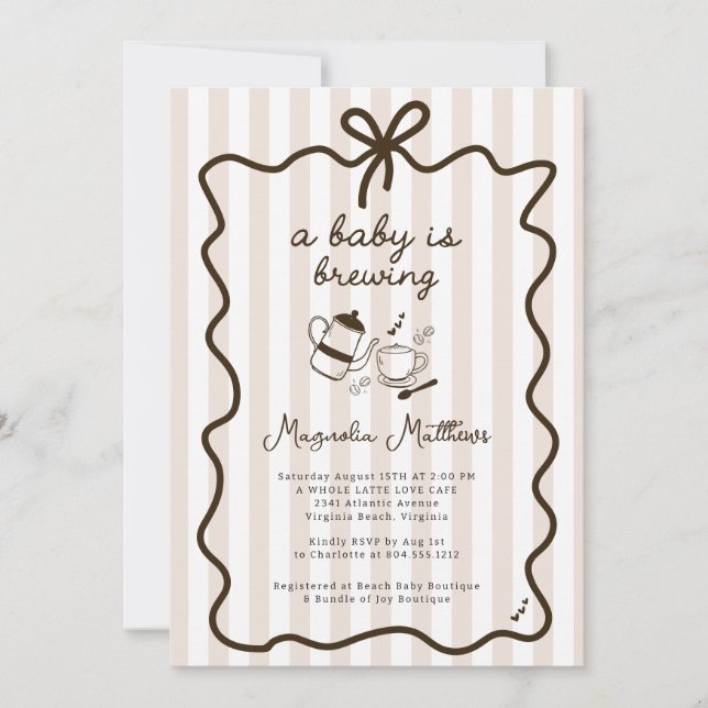 Invitation Whimsical Hand Drawn Baby est Brassage Baby shower (Devant)