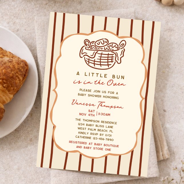 Invitation Whimsical Hand Drawn Bun In The Oven Baby Shower (Créateur téléchargé)
