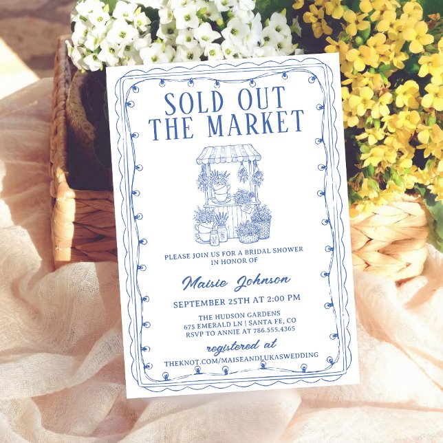 Invitation Whimsical Hand Drawn Flower Market Bridal Shower I (Créateur téléchargé)