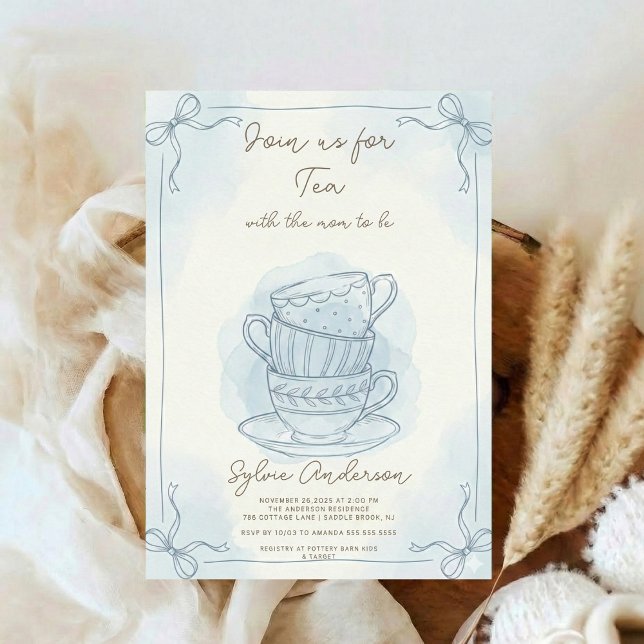 Invitation Whimsical Hand Drawn Tea Baby Shower (Créateur téléchargé)