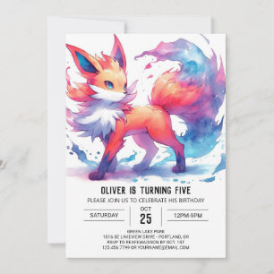 Invitation Whimsical Happy Fox Anniversaire
