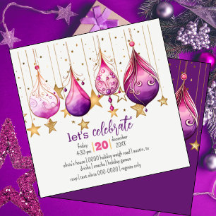 Invitation Whimsical Holiday Baubles Party