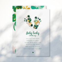 Whimsical Irish Lucky Green Baby shower Shamrock
