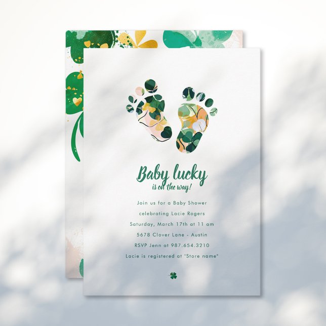 Invitation Whimsical Irish Lucky Green Baby shower Shamrock (Créateur téléchargé)