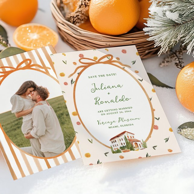 Invitation Whimsical Italien Mariage Citrus Enregistrer la da (Créateur téléchargé)