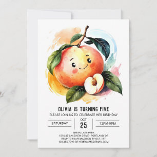Invitation Whimsical Juicy Fruit Peach Anniversaire