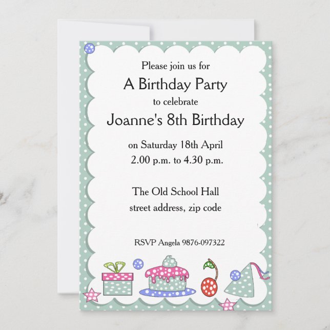 Invitation Whimsical Kid Anniversaire (Devant)