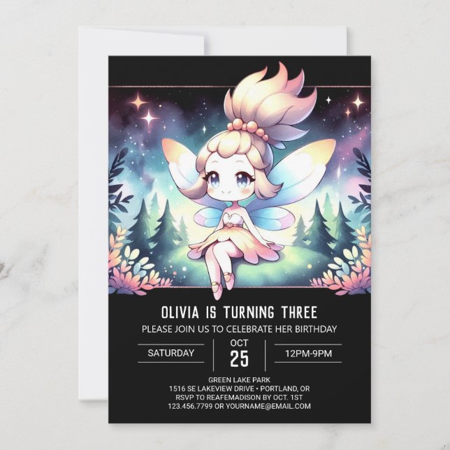Invitation Whimsical Kids Fairy Anniversaire (Devant)