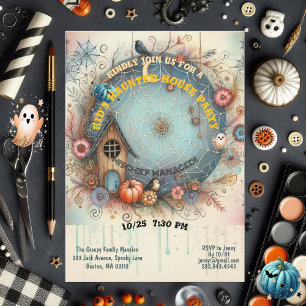 Invitation Whimsical Kids Haunted House Party Pastel Fall Fun
