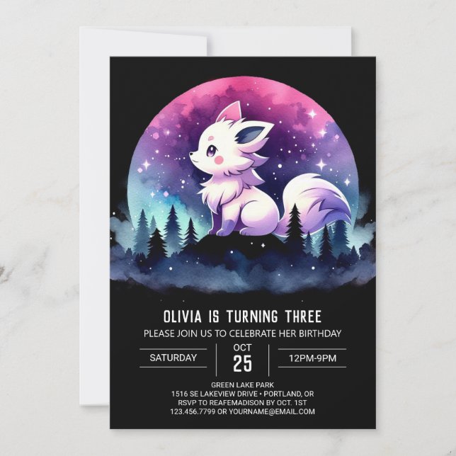 Invitation Whimsical Kids Wolf Anniversaire (Devant)