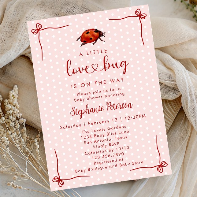 Invitation Whimsical Ladybug Little Love Bug Girl Baby Shower (Créateur téléchargé)