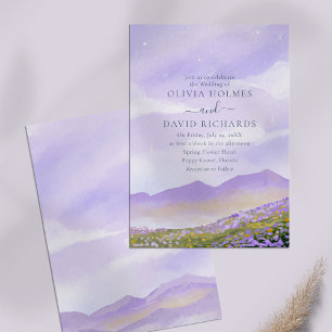 Invitation Whimsical Lilac Mariage paysage de nuit