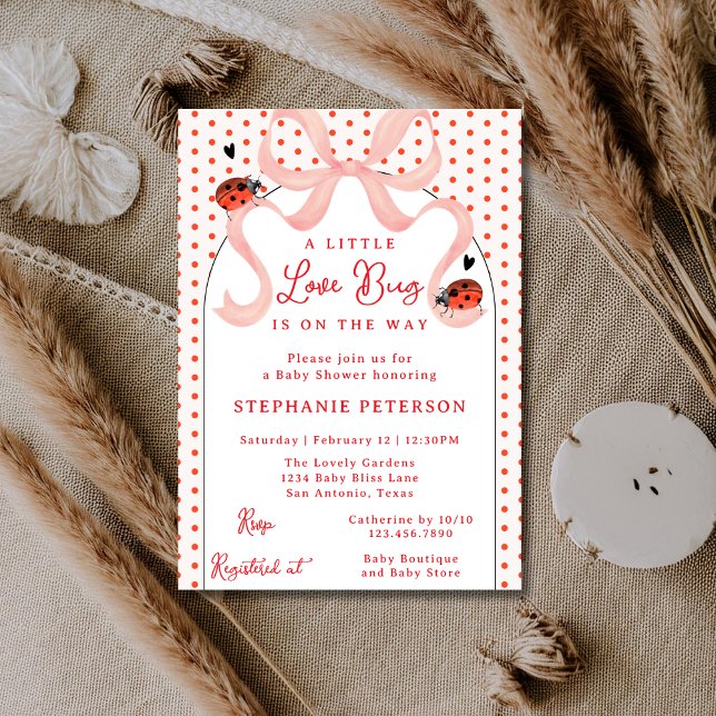 Invitation Whimsical Little Love Bug Ladybug Girl Baby Shower (Créateur téléchargé)