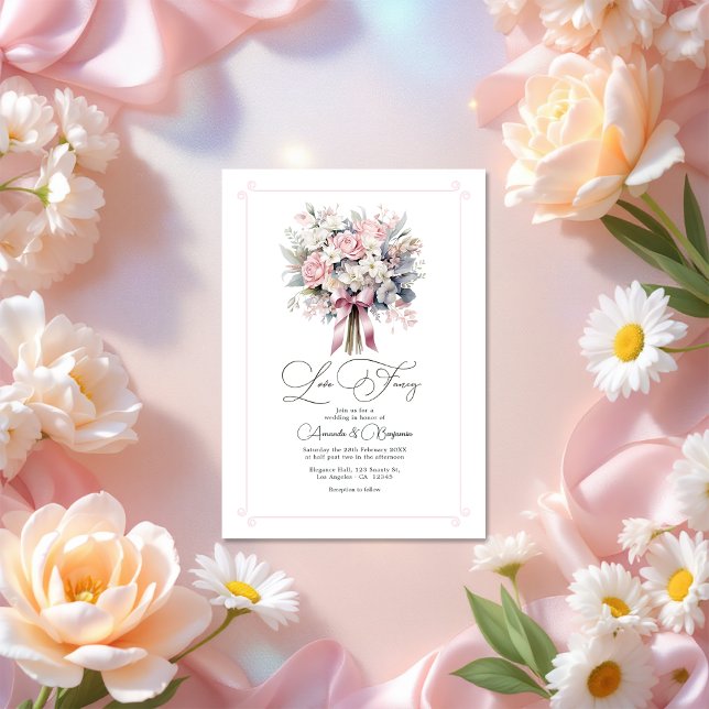 Invitation Whimsical Love Fancy Pastel Floral Mariage QR Code (Whimsical Love Fancy Pastel Floral Wedding QR Code Invitation)