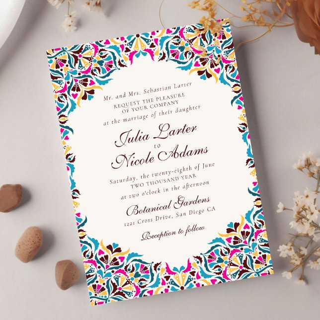Invitation Whimsical Luxury ivoire Floral Style Mariage front (Créateur téléchargé)