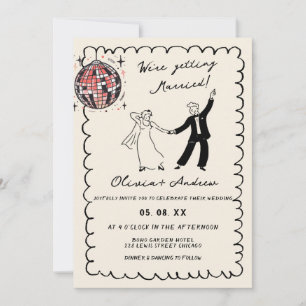 Invitation Whimsical Main dessinée Retro Photo Funky Mariage