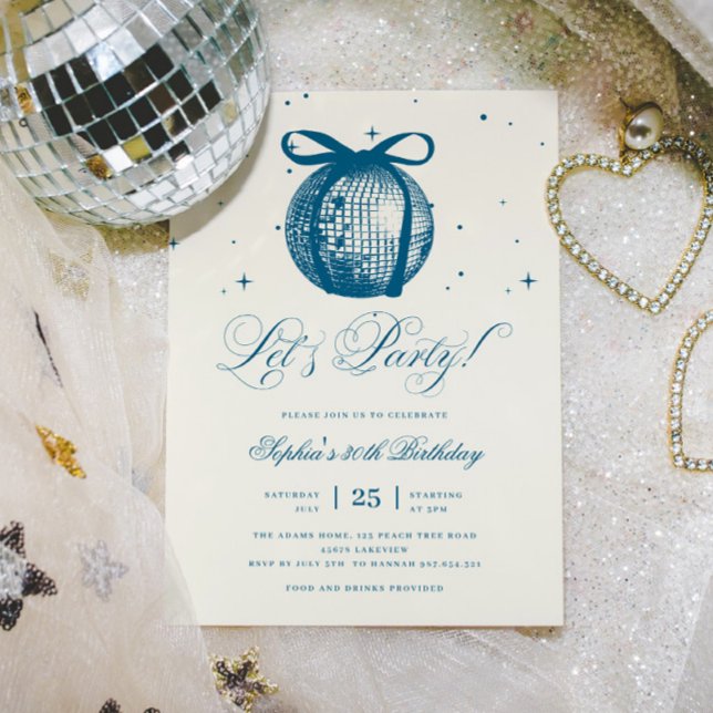 Invitation Whimsical Main Drake Disco Blue N'Importe Quel Âge (Créateur téléchargé)