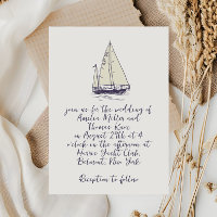 Whimsical manuscrit Marine Blue Sailboat Mariage
