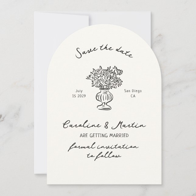 Invitation Whimsical, mariage d'arc dessiné à la main sauvega (Devant)