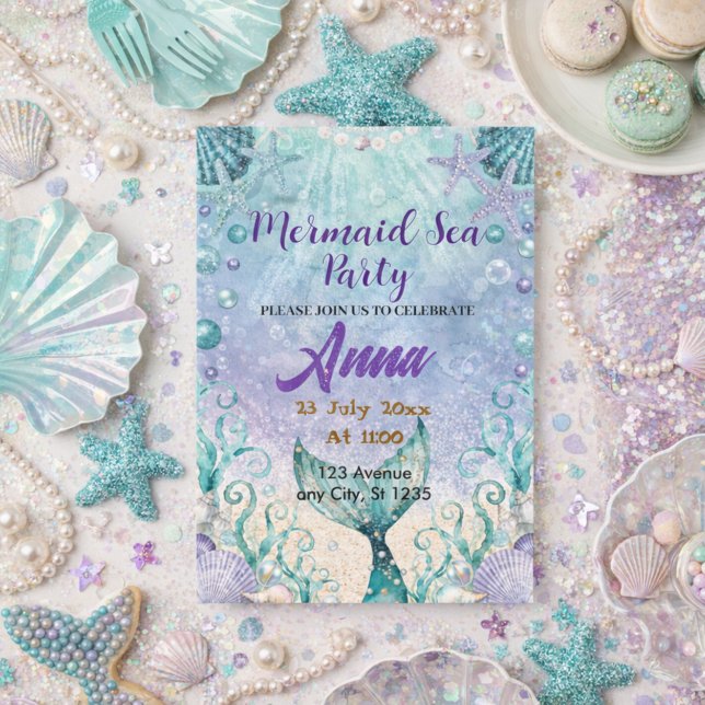 Invitation Whimsical Mermaid Under the Sea Birthday Party  (Créateur téléchargé)