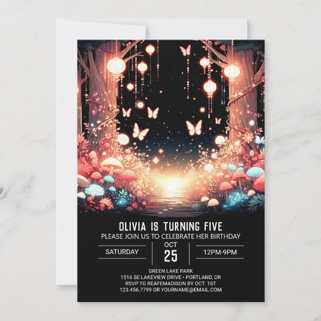 Invitation Whimsical mignon Woodland Digital Anniversaire (Devant)