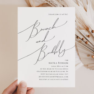 Invitation Whimsical Minimaliste Script Brunch et Bubbly