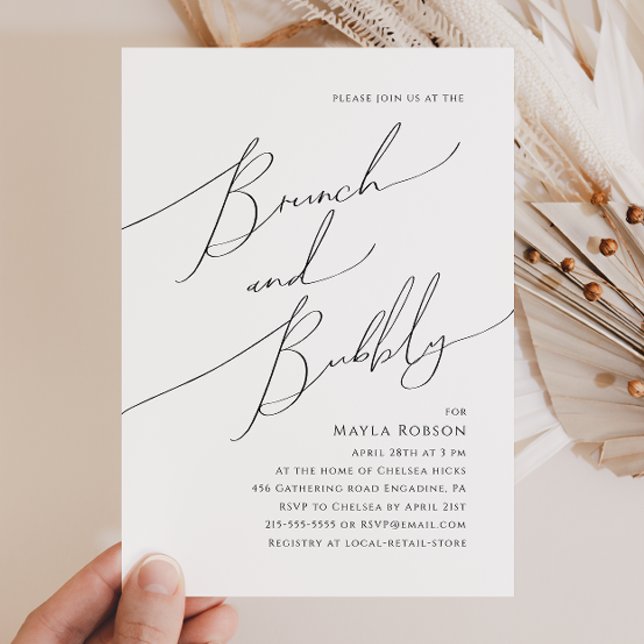 Invitation Whimsical Minimaliste Script Brunch et Bubbly (Créateur téléchargé)