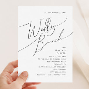 Invitation Whimsical minimaliste Script Mariage Brunch
