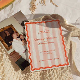 Invitation Whimsical Modern Rose & Red Wedding Enregistrer la